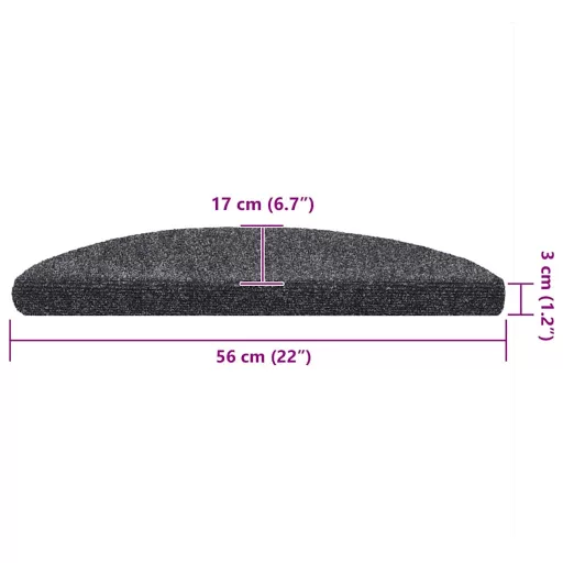 10 db öntapadós lépcsőszőnyeg 56 x 17 x 3 cm sötétszürke félkör alakú
