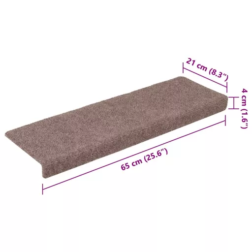 10 db öntapadós lépcsőszőnyegek, világosbarna, téglalap alakú széllel, 65 x 21 x 4 cm
