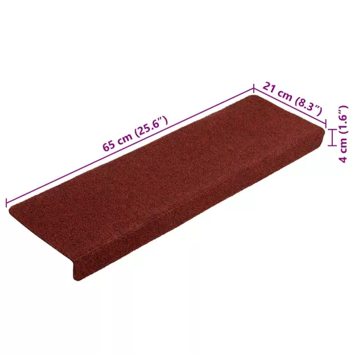 5 db öntapadós lépcsőszőnyeg 65 x 21 x 4 cm bordói piros téglalap alakú széllel