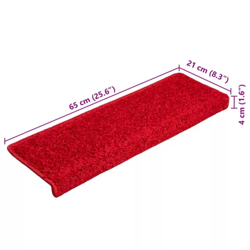 10 db piros, téglalap alakú szélű lépcsőszőnyeg 65 x 21 x 4 cm