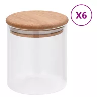 6 db üvegedény bambuszfedéllel 600 ml