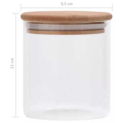 6 db üvegedény bambuszfedéllel 600 ml