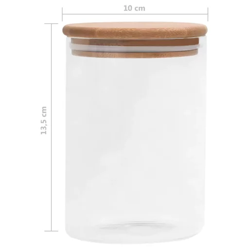 4 db üvegedény bambuszfedéllel 800 ml