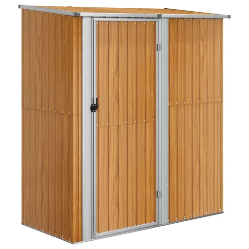 Horganyzott acél, fahatású kerti fészer 180,5 x 97 x 209,5 cm