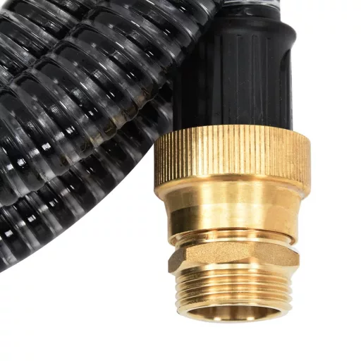 Fekete PVC szívótömlő sárgaréz csatlakozókkal 1,1" 5 m