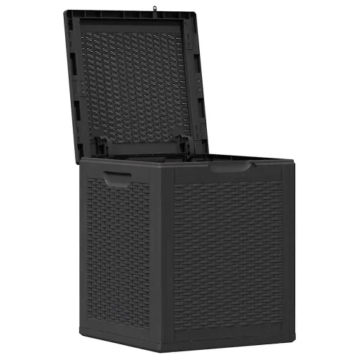 Fekete PP rattan kerti tároló doboz 90 L