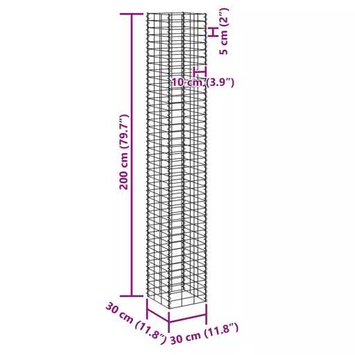 3 db vas gabion magaságyás 30 x 30 x 200 cm