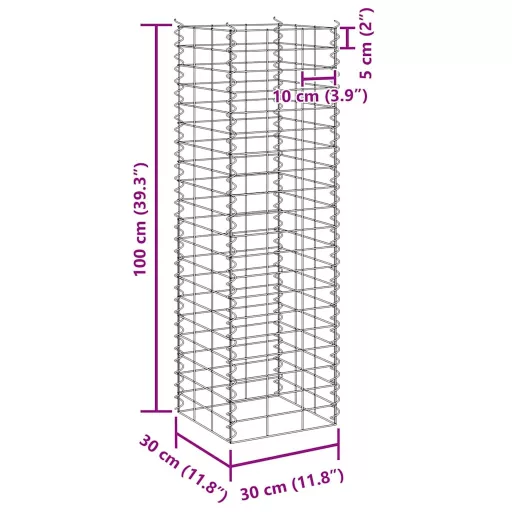 4 db vas gabion magaságyás 30 x 30 x 50 / 100 / 150 / 200 cm