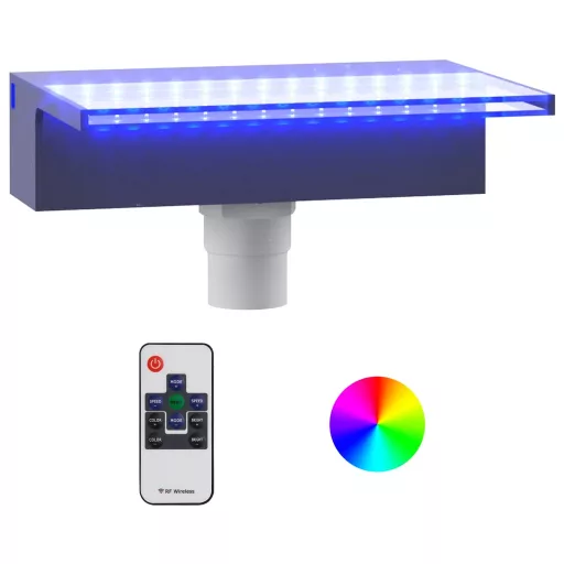 Akril vízeséskifolyó RGB LED-ekkel 30 cm