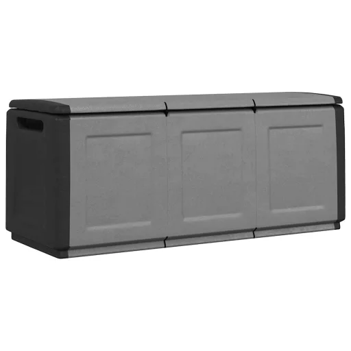 Sötétszürke-fekete kerti tárolóláda 138 x 53 x 57 cm 330 L