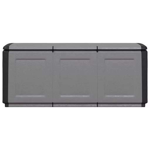 Sötétszürke-fekete kerti tárolóláda 138 x 53 x 57 cm 330 L