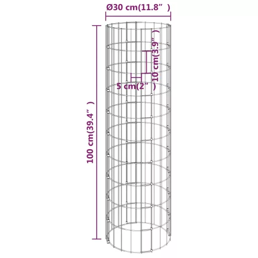 3 db kör alakú horganyzott acél gabion magaságyás Ø30 x 100 cm