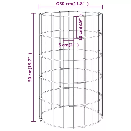 4 db kör alakú gabion magaságyás Ø30 x 50 / 100 / 150 / 200 cm