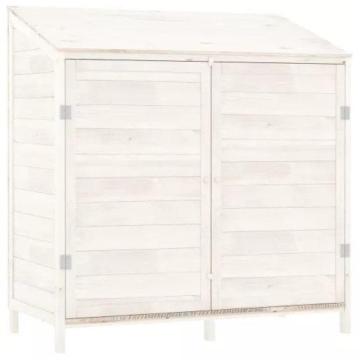 Fehér tömör fenyőfa kerti fészer 102 x 52 x 112 cm