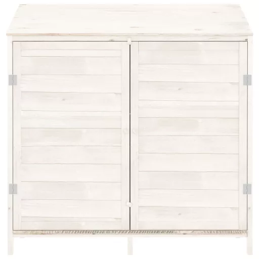 Fehér tömör fenyőfa kerti fészer 102 x 52 x 112 cm