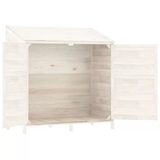 Fehér tömör fenyőfa kerti fészer 102 x 52 x 112 cm