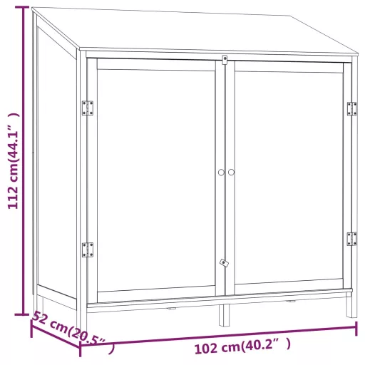 Fehér tömör fenyőfa kerti fészer 102 x 52 x 112 cm
