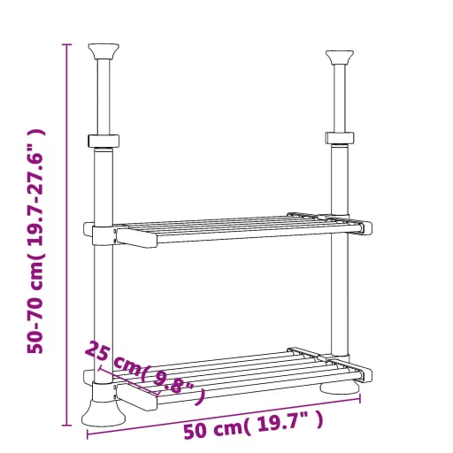Alumínium konyhapolc 50 x 25 x (50-70) cm