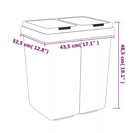Fehér dupla szemeteskuka 2x25 L