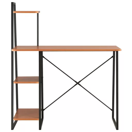 Fekete és barna íróasztal polcrendszerrel 102 x 50 x 117 cm