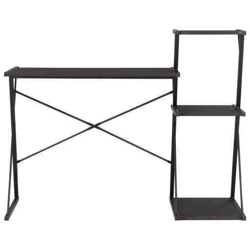 Fekete íróasztal polccal 116 x 50 x 93 cm
