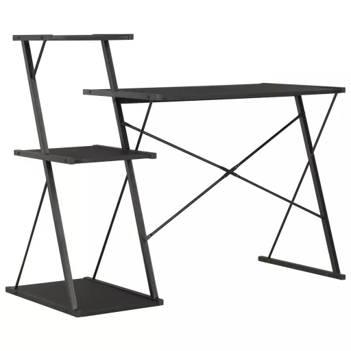 Fekete íróasztal polccal 116 x 50 x 93 cm
