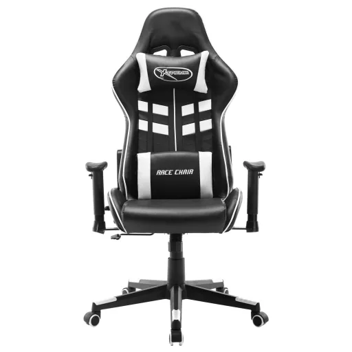 Fekete és fehér műbőr gamer szék