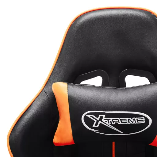 Fekete és narancssárga műbőr gamer szék lábtámasszal