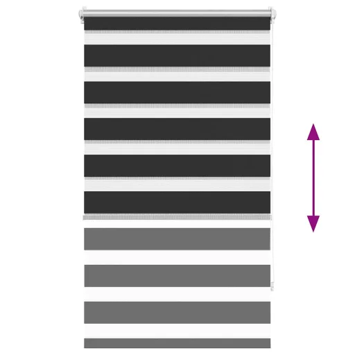 Fekete zebra roló 70,9 x 120 cm szövet szélesség 66,7 cm