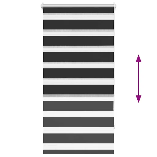 Fekete zebra roló 80,9 x 150 cm szövet szélesség 76,7 cm