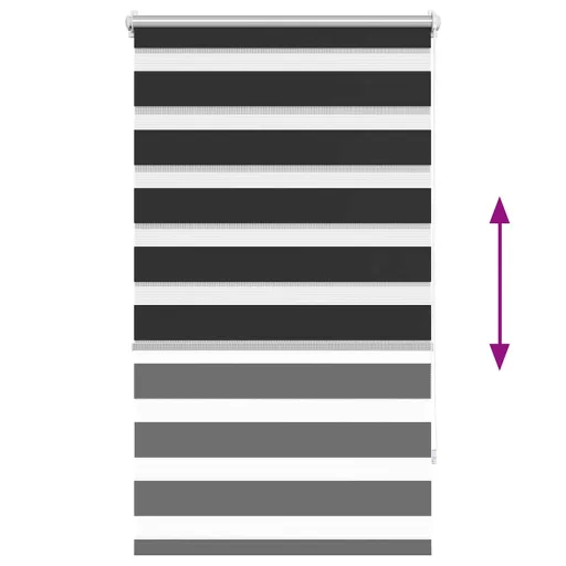 Fekete zebra roló 90,9 x 150 cm szövetszélesség 86,7 cm