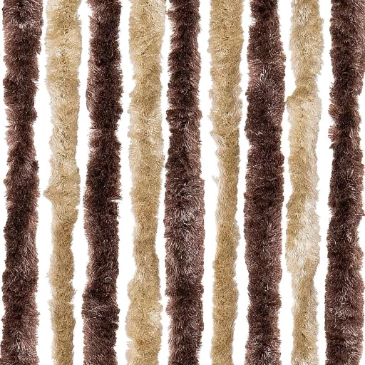 Bézs és világosbarna zsenília rovarfüggöny 90 x 220 cm