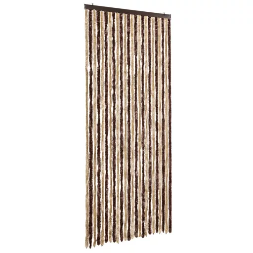 Bézs és világosbarna zsenília rovarfüggöny 100 x 220 cm