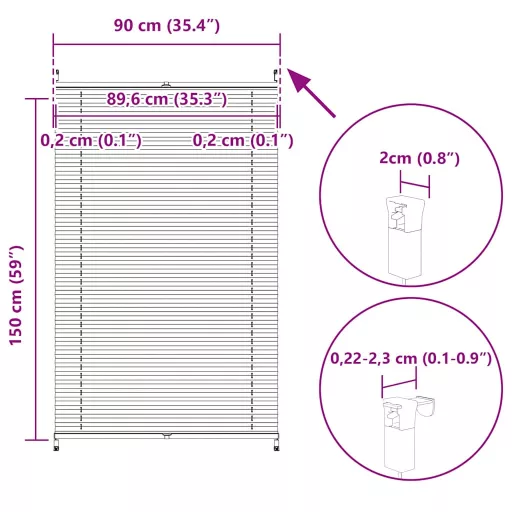 Plisse Roló 90 x 150 cm Fehér Redős Roló