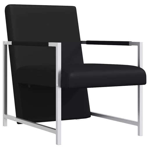 Fekete krómlábas műbőr karosszék