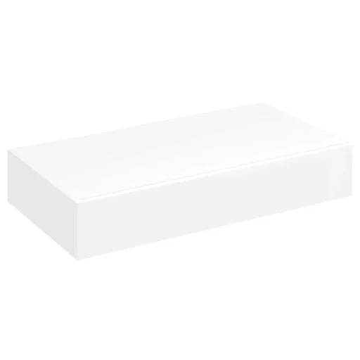 Fehér MDF lebegő fali könyvpolc/DVD tároló 1 fiókkal