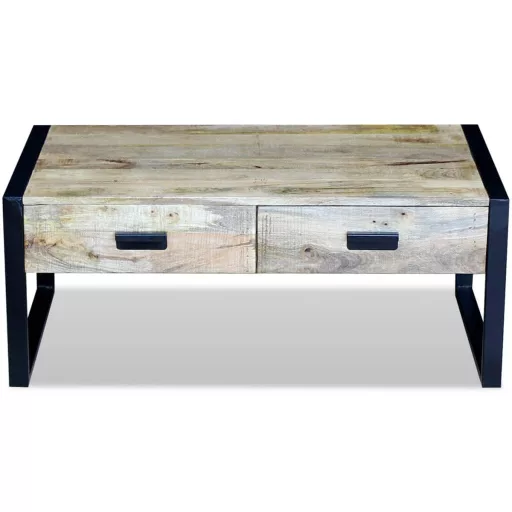 100x60x40 cm tömör mangófa dohányzóasztal 2 fiókkal