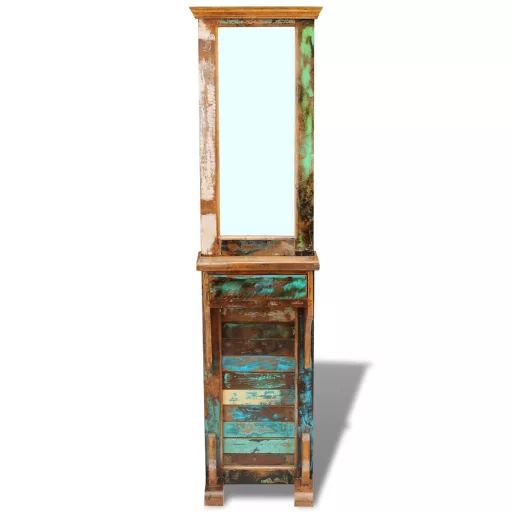 Tömör újrahasznosított fa előszoba tükör 47x23x180 cm