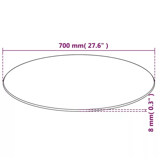 Edzett üveg asztallap kerek 700 mm