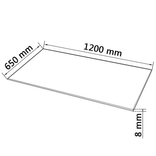 Edzett üveg asztallap téglalap alakú 1200 x 650 mm