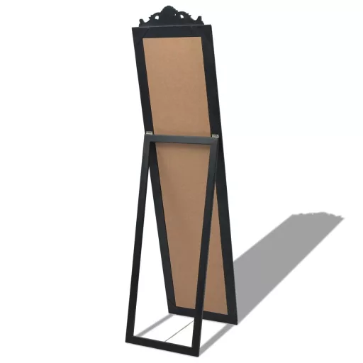 Fekete barokk stílusú szabadon álló tükör 160 x 40 cm