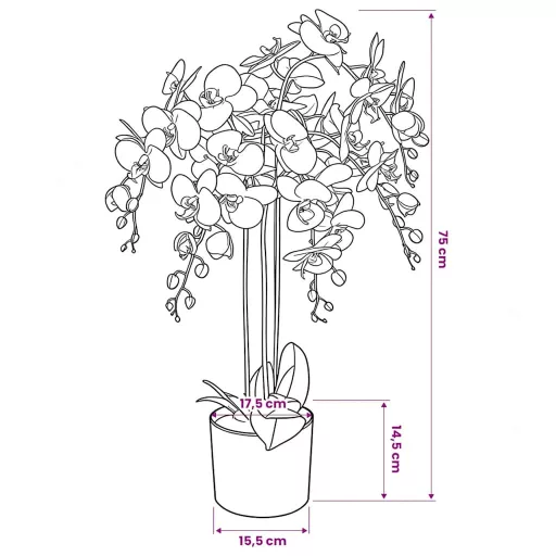 Cserepes fehér műorchidea 75 cm