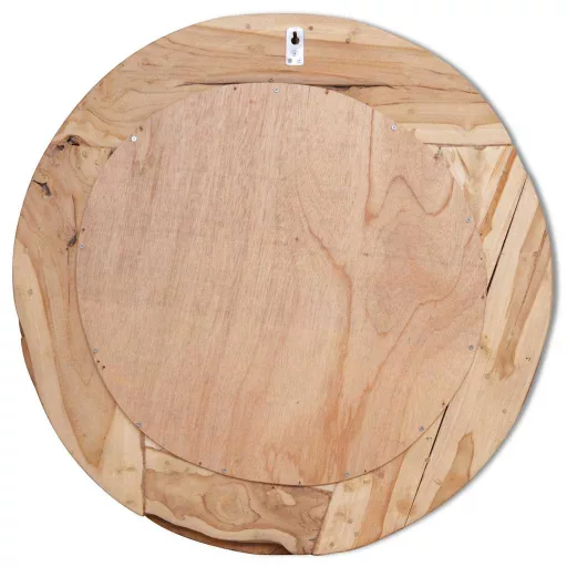 Dekoratív és kerek tükör tíkfából 80 cm