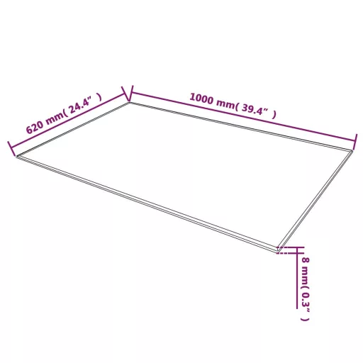 Edzett üveg asztallap téglalap alakú 1000 x 620 mm