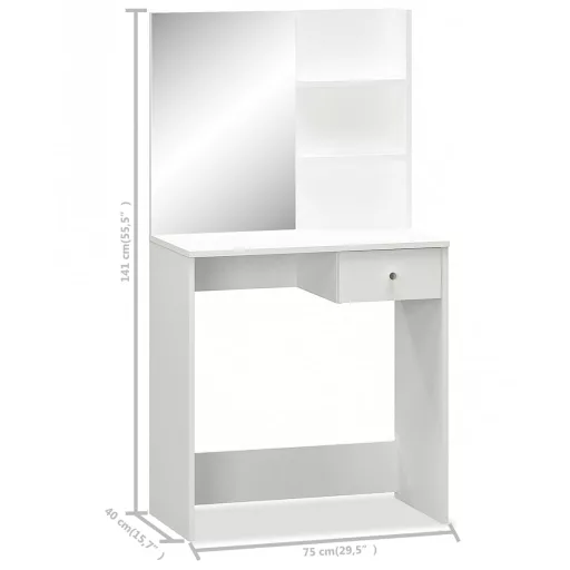 Fehér faforgácslap öltözőasztal 75 x 40 x 141 cm