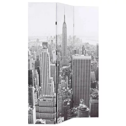 Fekete-fehér New York mintás paraván 120 x 170 cm