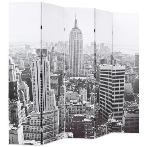 Fekete-fehér New York mintás paraván 200 x 170 cm