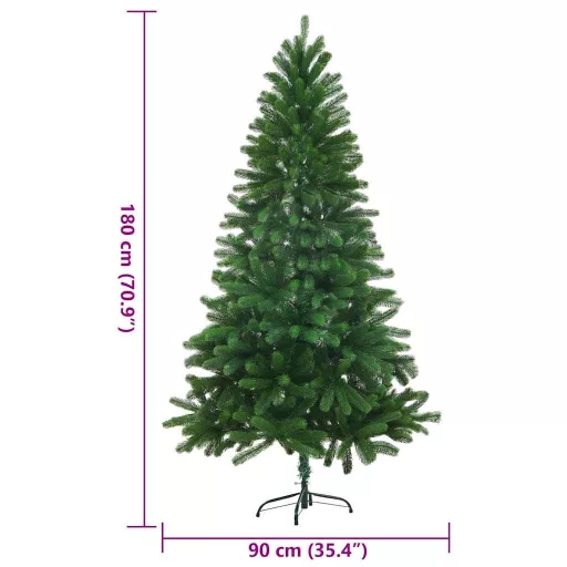 Zöld műkarácsonyfa élethű tűlevelekkel 180 cm