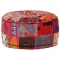 Kézzel készült kerek piros pamut patchwork puff 40 x 20 cm