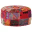 Kézzel készült kerek piros pamut patchwork puff 40 x 20 cm